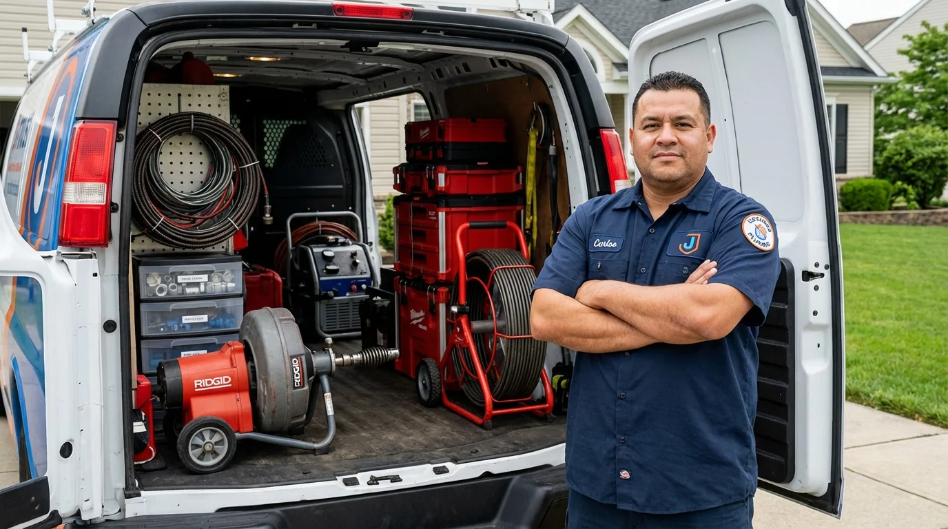 Professional drain cleaning equipment and Johns Plumbing LLC plumber in Wrightwood