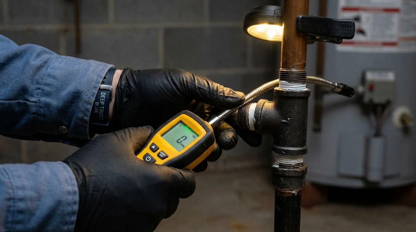 Gas leak detection with electronic sniffer by Johns Plumbing LLC in Wrightwood